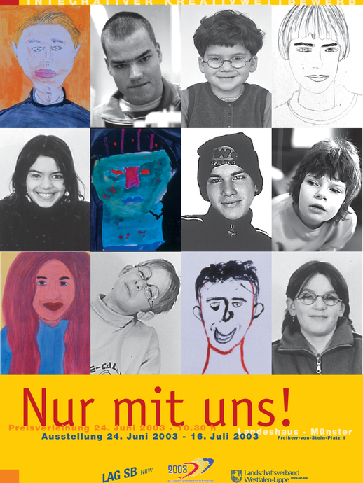 Plakat mit der Aufschrift: "Nur mit uns!" (vergrößerte Bildansicht wird geöffnet)