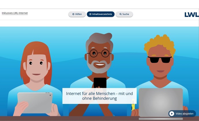 Screenshot der Internetseite "Inklusives Internet", Internet für alle Menschen − mit und ohne Behinderung